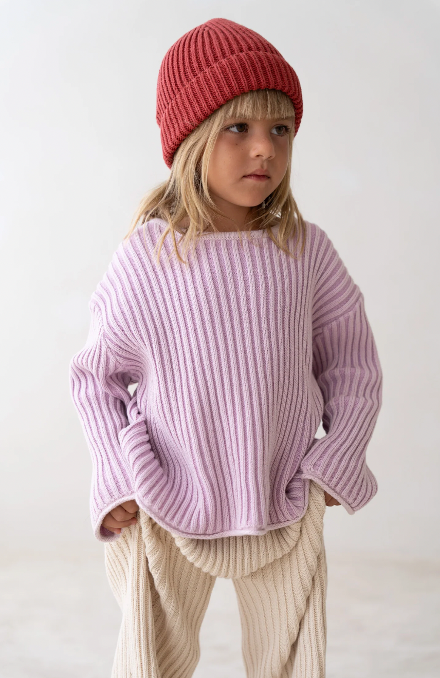 Essential knit jumper | Mauve stripe