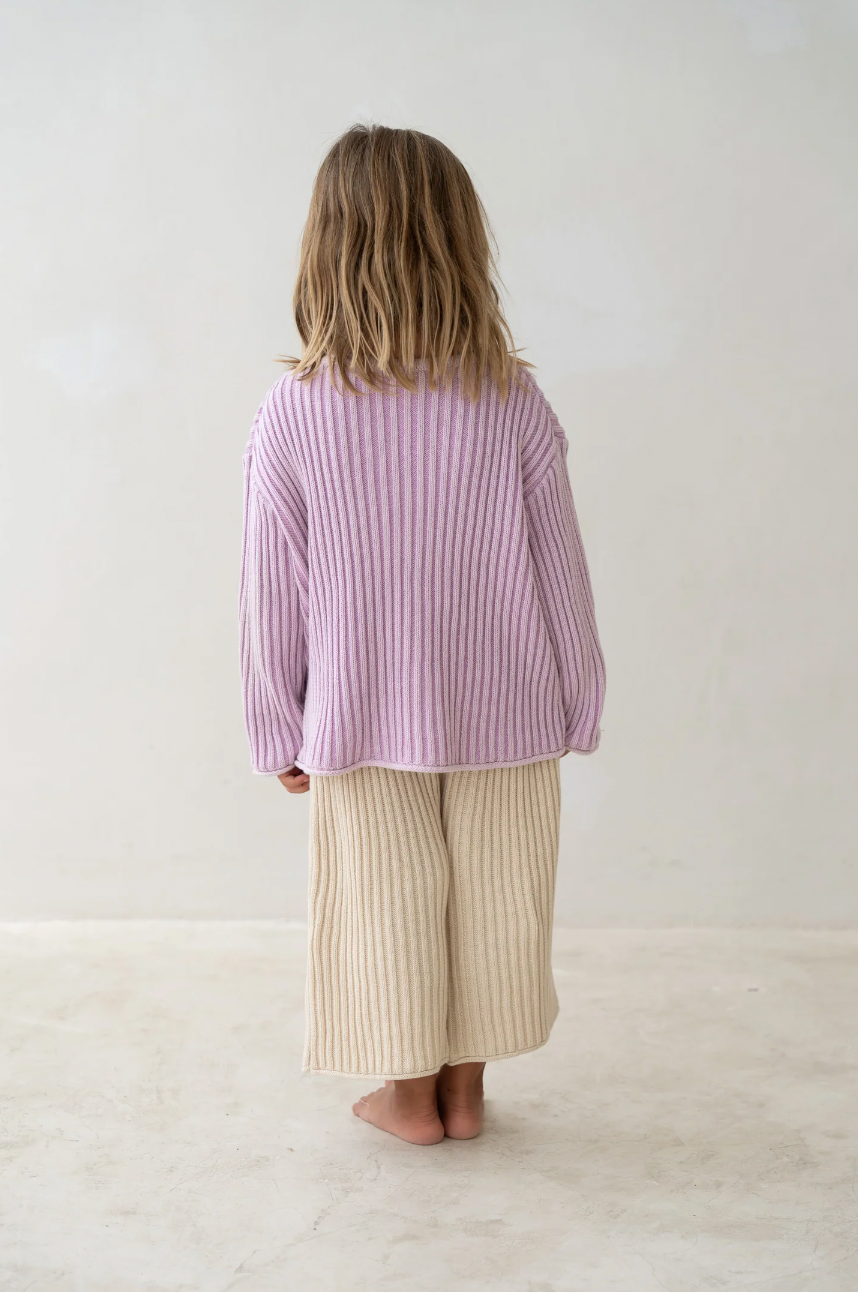 Essential knit jumper | Mauve stripe