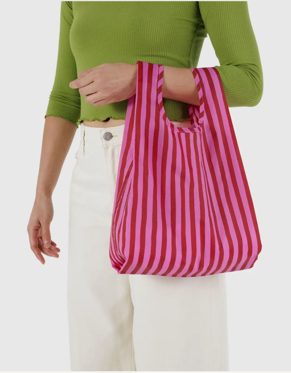 baby baggu | pink and red painted stripe