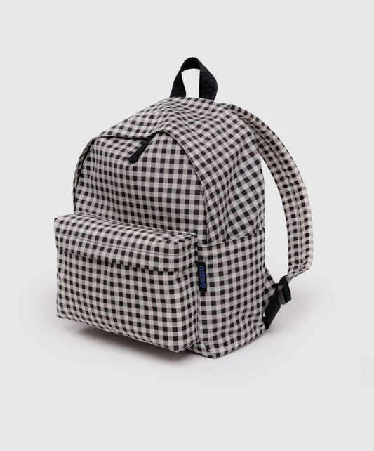 medium backpack | black and white gingham