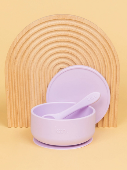 Silicone Suction Bowl with Lid and Spoon Set