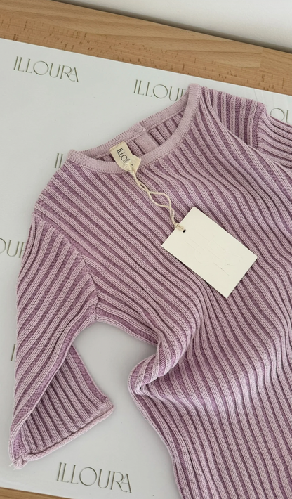 Essential knit romper | Mauve stripe
