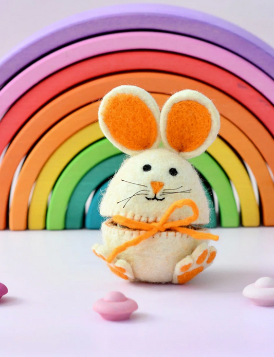 Felt egg cover - hopping bunny | orange