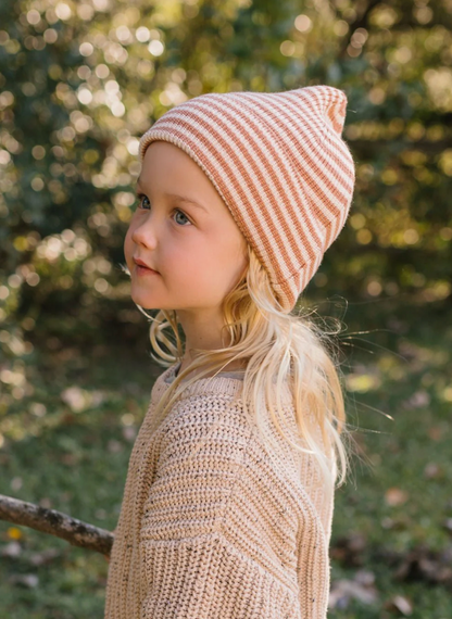 Berlin Merino Beanie | Biscuit and Cream Stripe