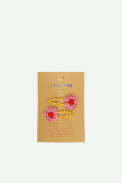 Hair clip flowers | 2 pack | pink flower