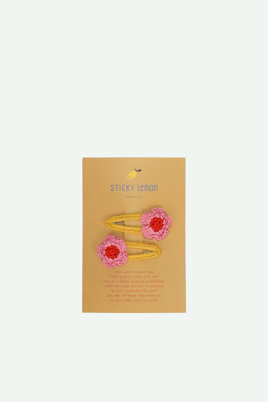 Hair clip flowers | 2 pack | pink flower