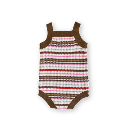 Organic sunshine stripe knit romper