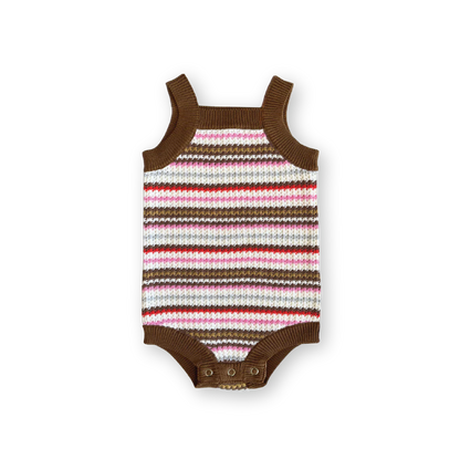 Organic sunshine stripe knit romper