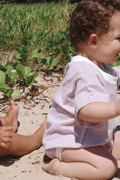 Stripey T-Shirt Romper | Lavender