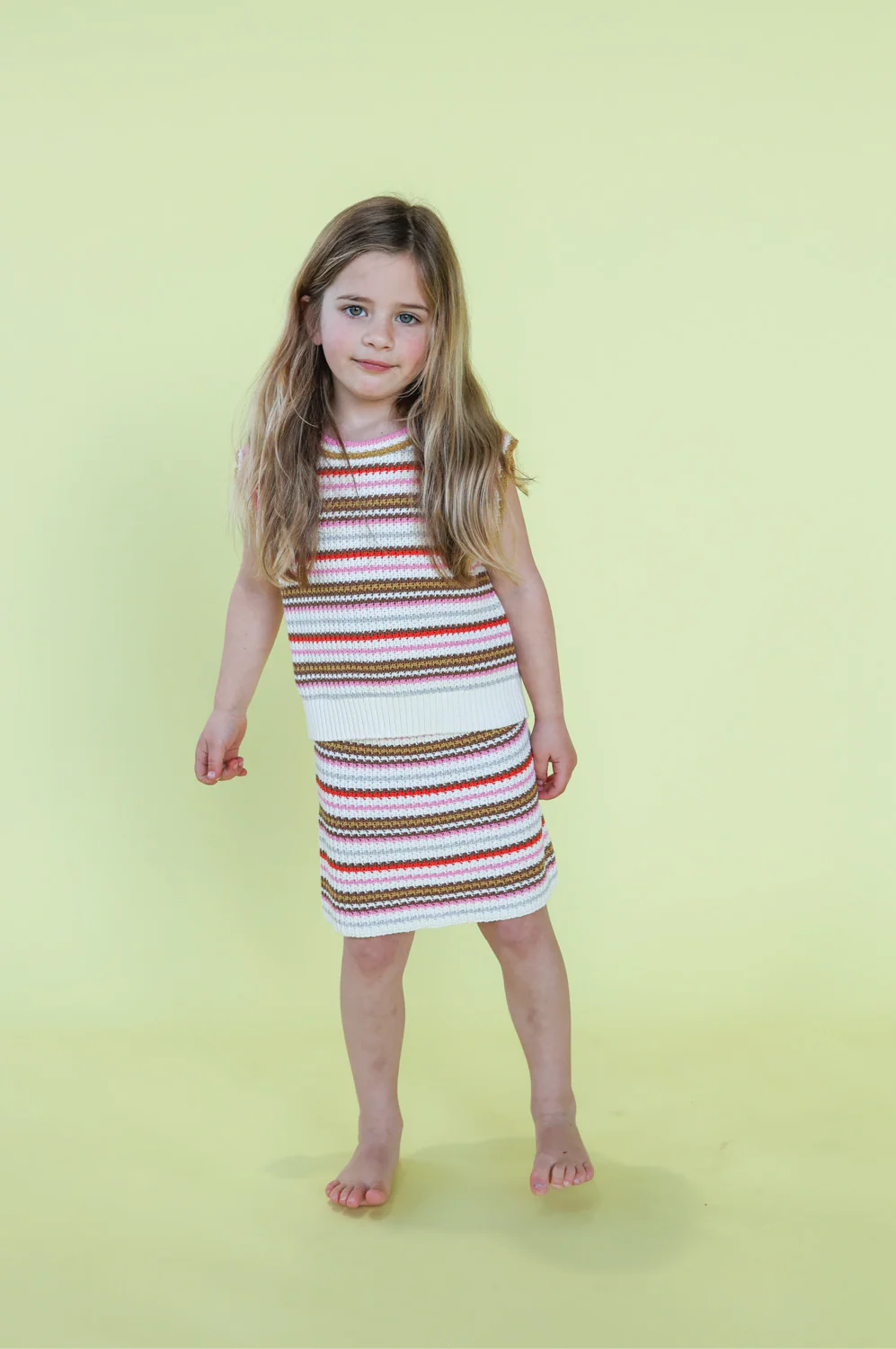 Organic sunshine stripe knit top