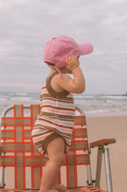 Organic sunshine stripe knit romper