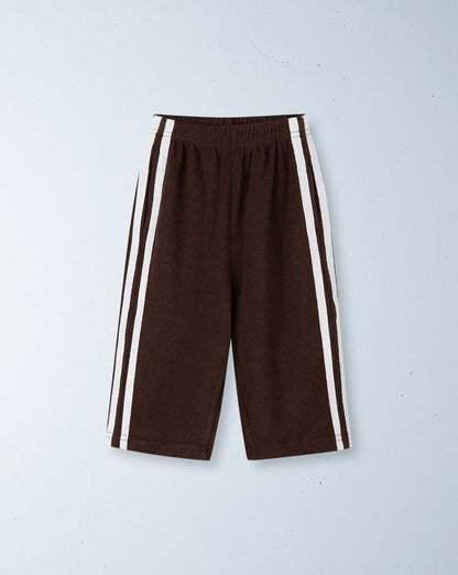 Twin stripe terry pant | chocolate