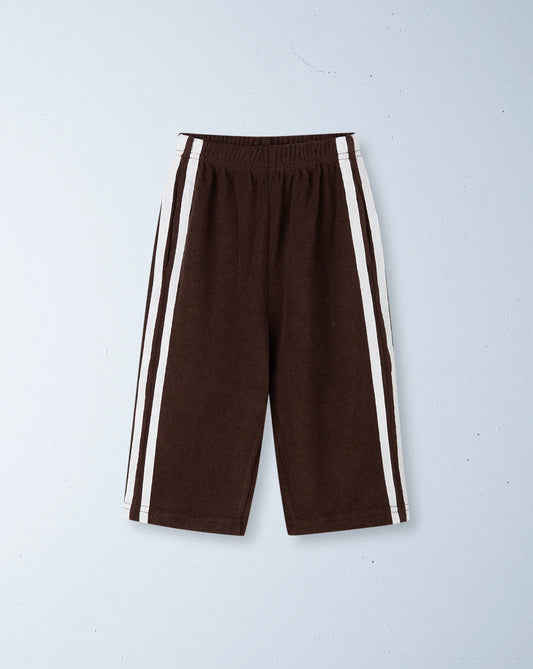 Twin stripe terry pant | chocolate