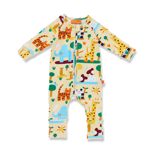 Long Sleeve Romper / Zoo Crew