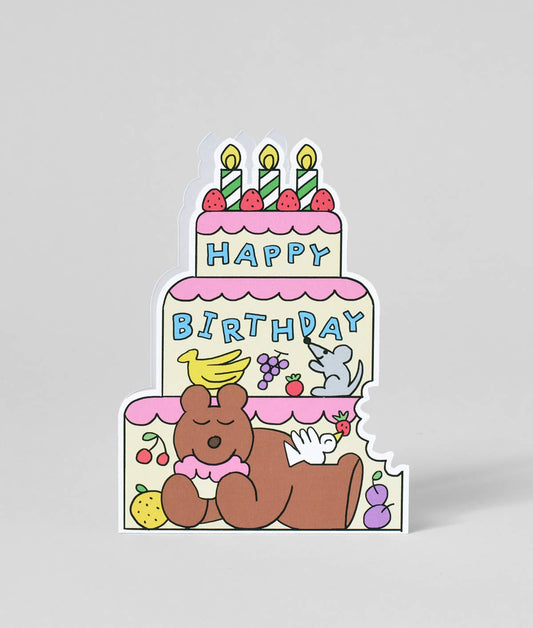 Birthday Cake Bear Shaped Card