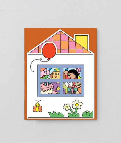 Birthday House Party Kids Shaped Card