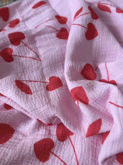 Cherry Heart Organic Cotton Baby Swaddle - Candy