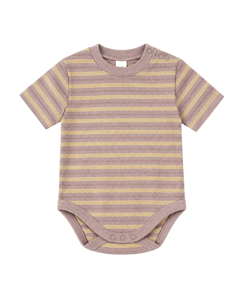 SHORT SLEEVE BABY BODY | DUSTY ROSE STRIPE