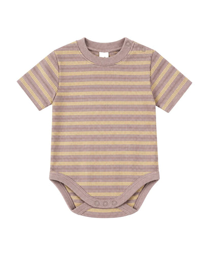 SHORT SLEEVE BABY BODY | DUSTY ROSE STRIPE