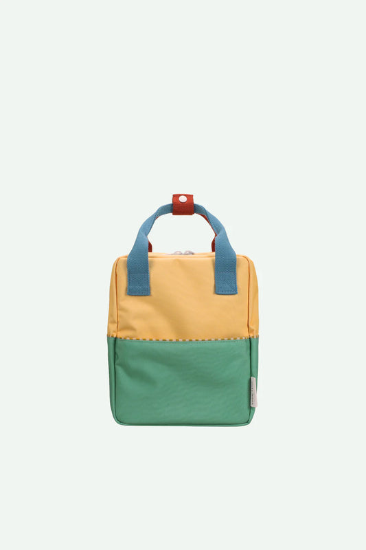backpack small | colour blocking | sandy yellow + aquatic green