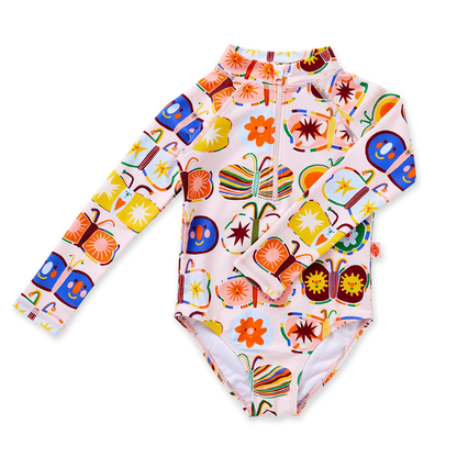 Long Sleeve Zip Bather / Flutterby | kids