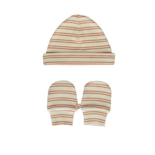Henley Beanie and Mittens Set | Cream