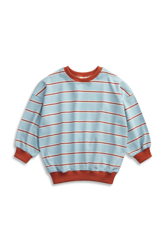 Stripe cotton pullover | sky blue