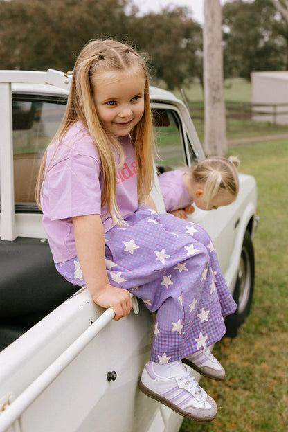 Dusty Star Pants - Purple Gingham *PRE ORDER*
