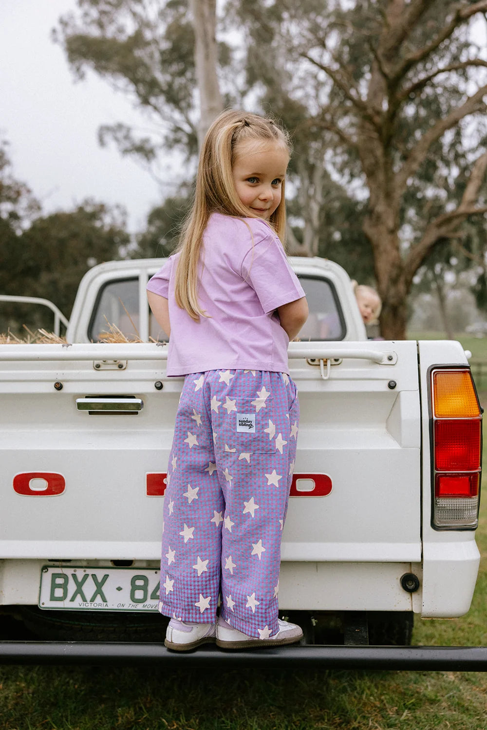 Dusty Star Pants - Purple Gingham *PRE ORDER*