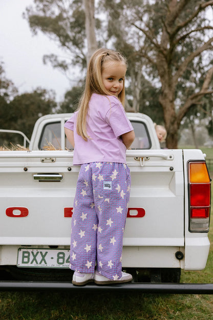 Dusty Star Pants - Purple Gingham *PRE ORDER*