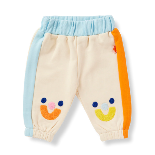 Cream smiley track pants