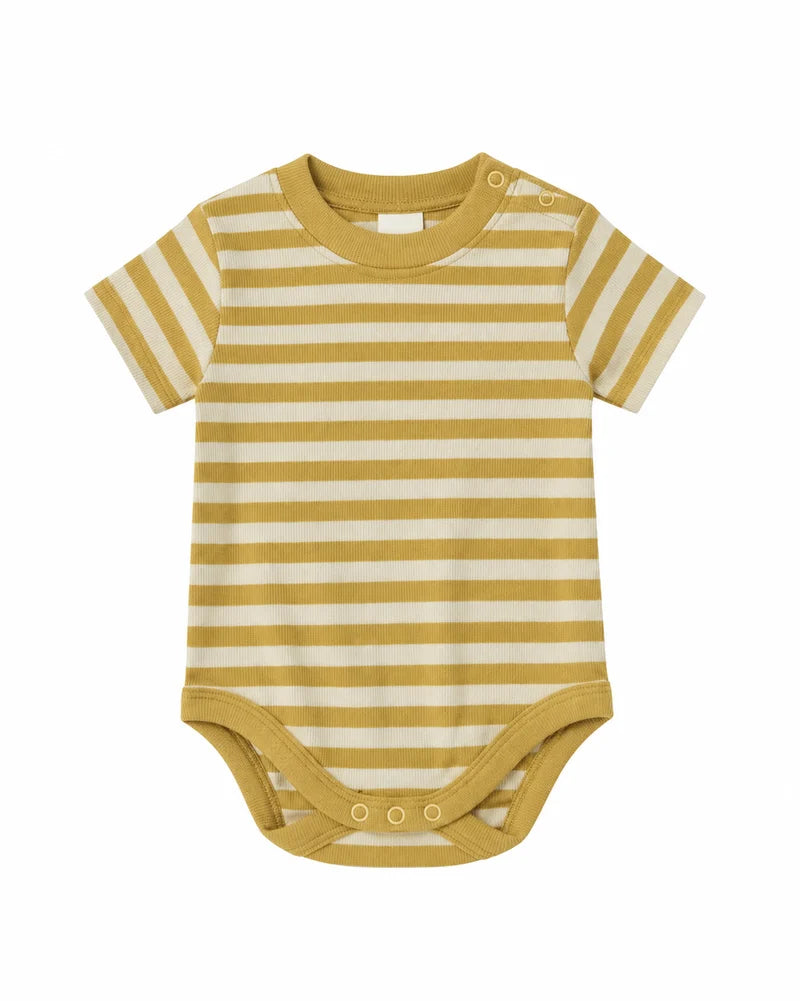SHORT SLEEVE BABY BODY | YELLOW STRIPE