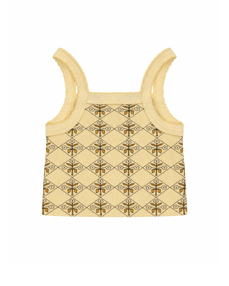 CLASSIC CROPPED SINGLET | YELLOW VINTAGE FLORAL
