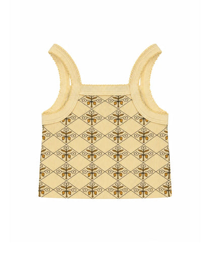 CLASSIC CROPPED SINGLET | YELLOW VINTAGE FLORAL