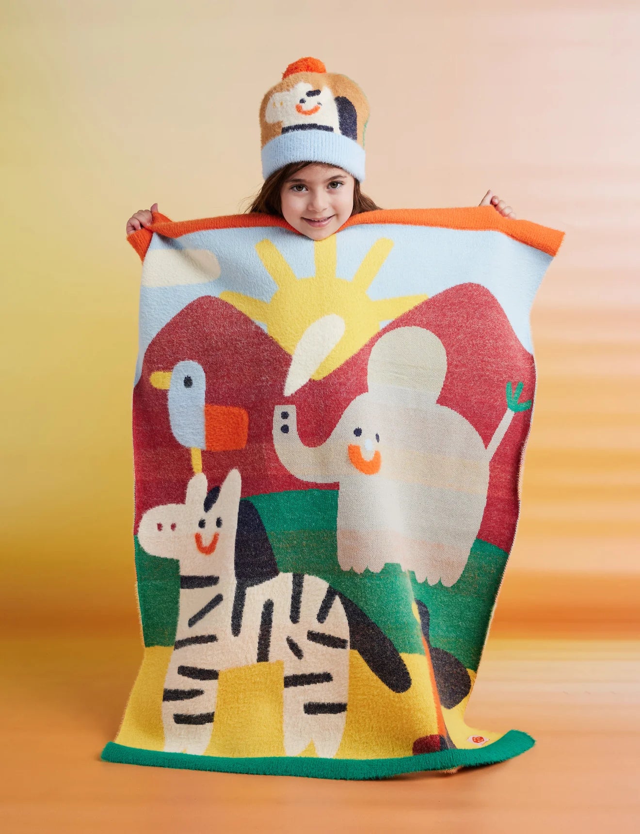 Fluffy Knit Baby Blanket / Zoo Crew